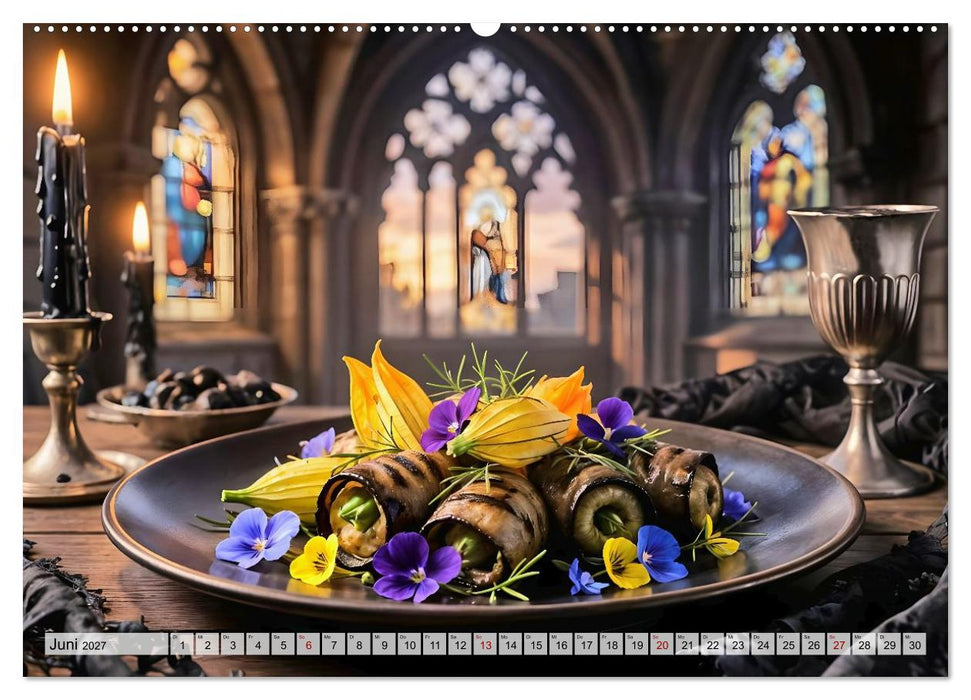 Schattenbankett - Gothic Fine Dining – 12 Menüs in dunkler Eleganz (CALVENDO Wandkalender 2027)