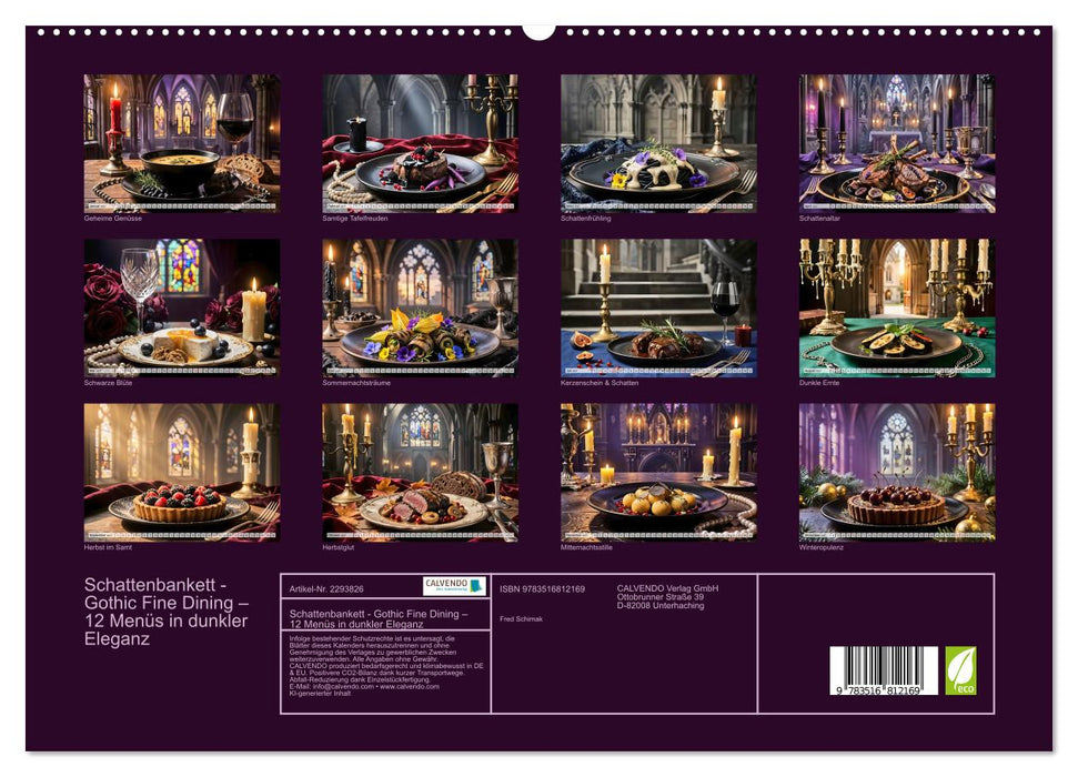 Schattenbankett - Gothic Fine Dining – 12 Menüs in dunkler Eleganz (CALVENDO Premium Wandkalender 2027)