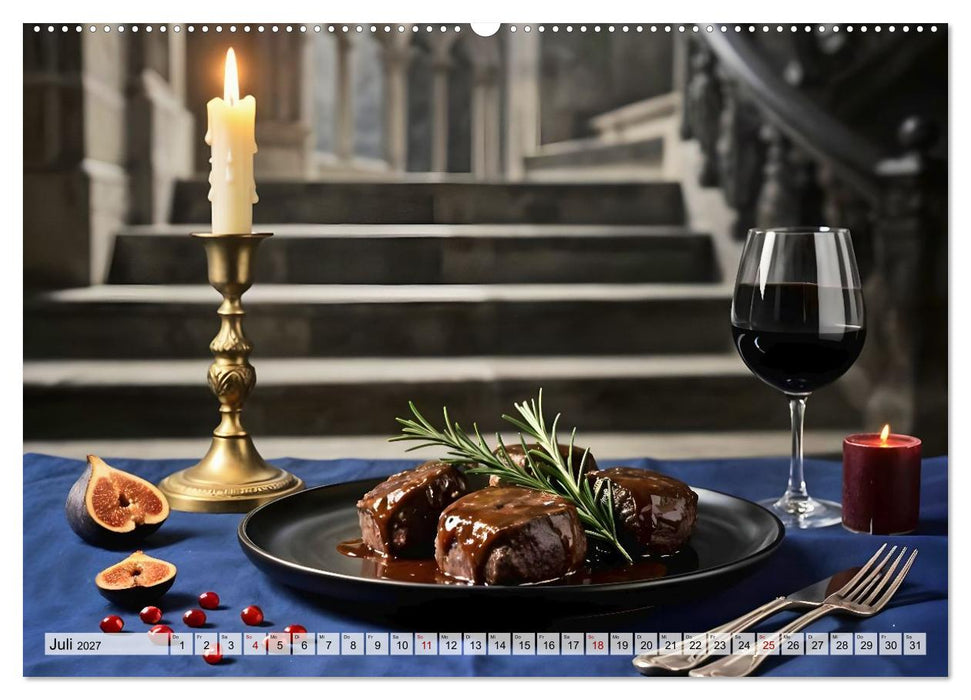 Schattenbankett - Gothic Fine Dining – 12 Menüs in dunkler Eleganz (CALVENDO Premium Wandkalender 2027)