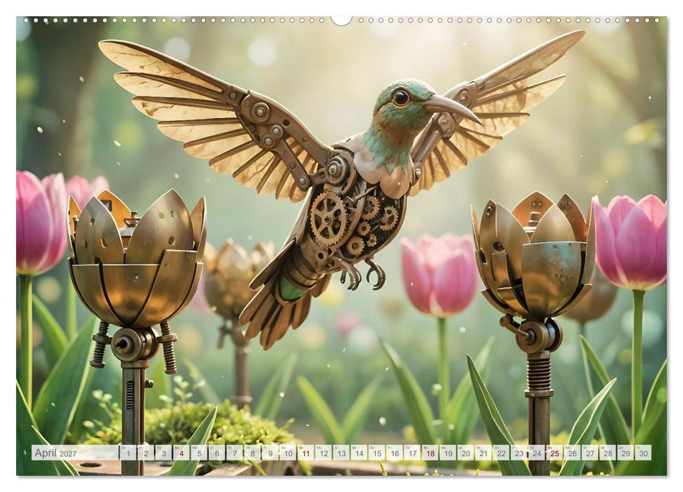 Der Garten der stillen Zahnräder - Ein Jahr zwischen Blüten, Mechanik und leiser Magie (CALVENDO Premium Wandkalender 2027)