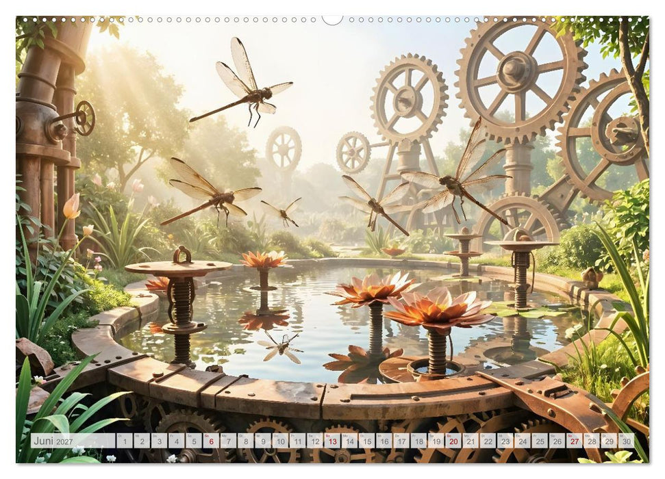 Der Garten der stillen Zahnräder - Ein Jahr zwischen Blüten, Mechanik und leiser Magie (CALVENDO Premium Wandkalender 2027)