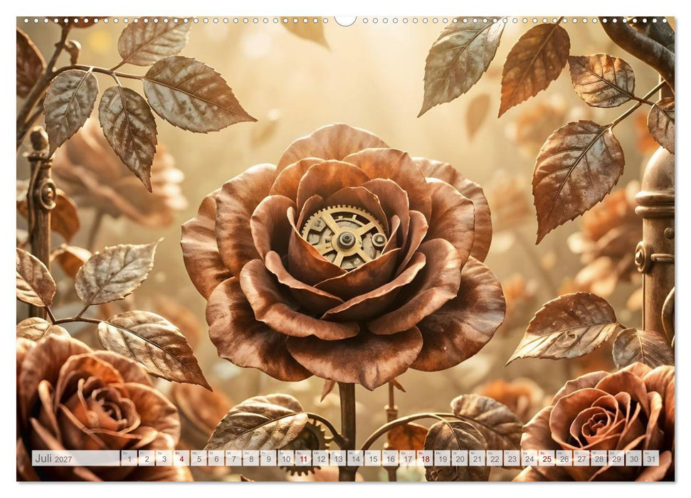 Der Garten der stillen Zahnräder - Ein Jahr zwischen Blüten, Mechanik und leiser Magie (CALVENDO Premium Wandkalender 2027)