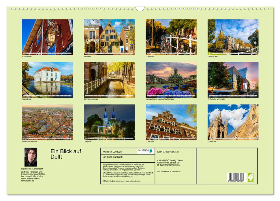 Ein Blick auf Delft (CALVENDO Wandkalender 2027)