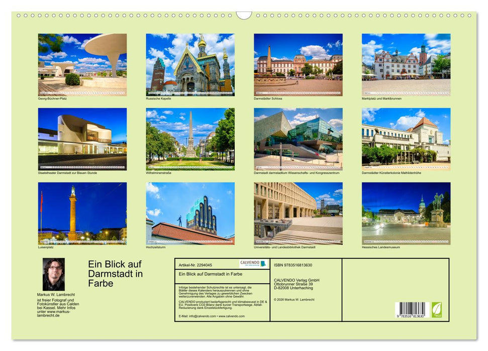 Ein Blick auf Darmstadt in Farbe (CALVENDO Wandkalender 2027)