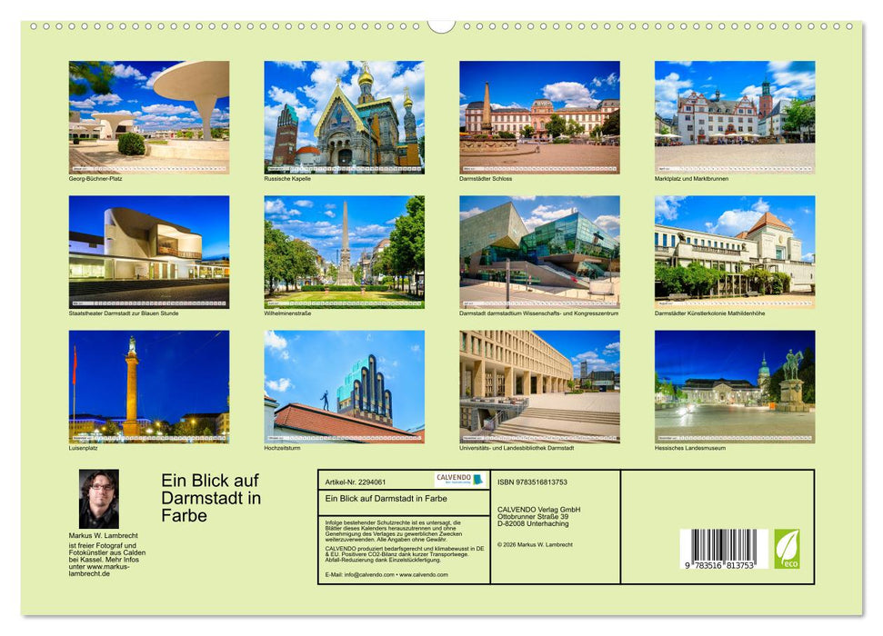 Ein Blick auf Darmstadt in Farbe (CALVENDO Premium Wandkalender 2027)