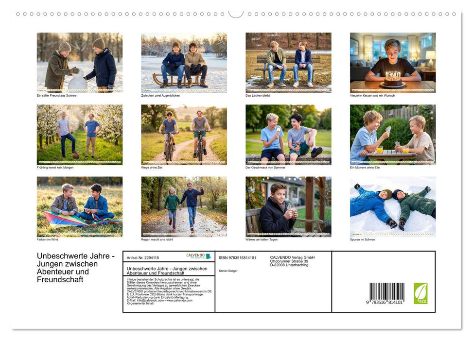Unbeschwerte Jahre - Jungen zwischen Abenteuer und Freundschaft (CALVENDO Premium Wandkalender 2027)