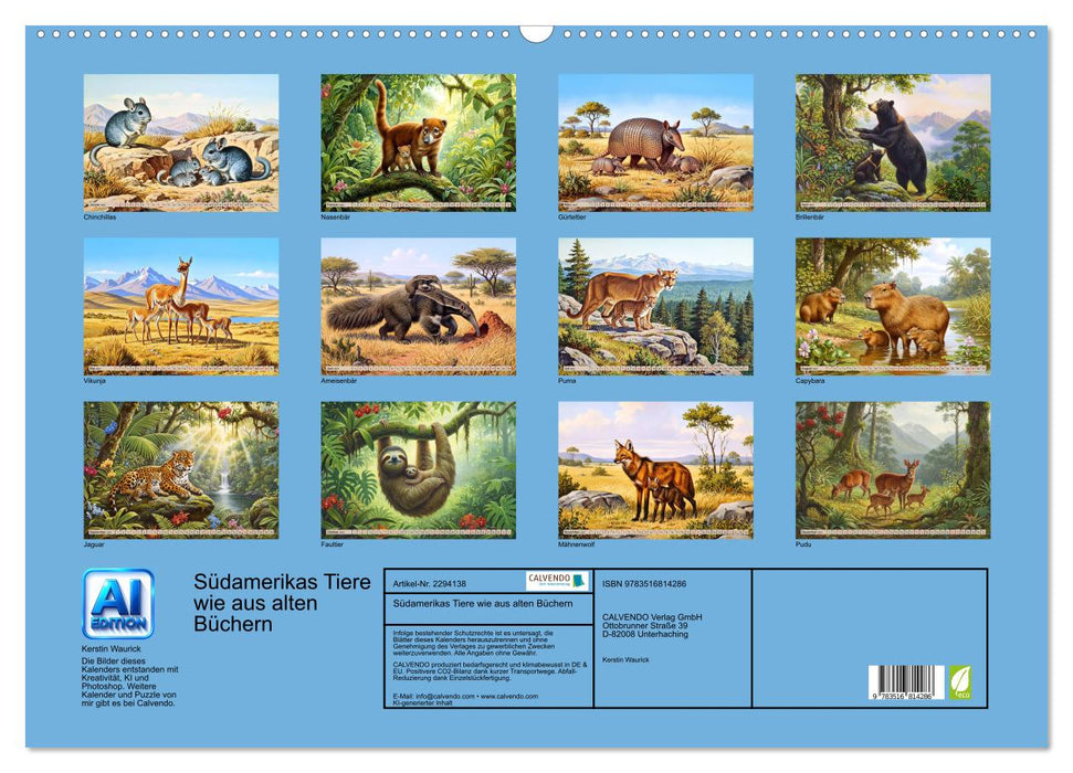 Südamerikas Tiere wie aus alten Büchern (CALVENDO Wandkalender 2027)