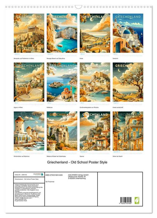 Griechenland - Old School Poster Style (CALVENDO Wandkalender 2027)
