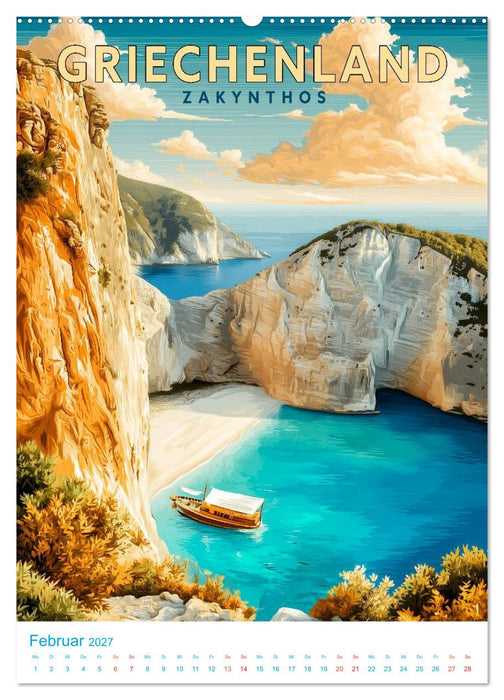 Griechenland - Old School Poster Style (CALVENDO Wandkalender 2027)