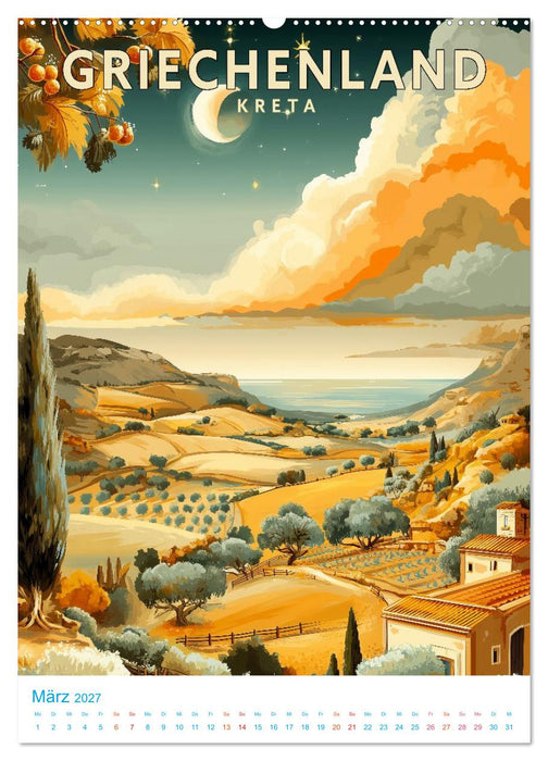 Griechenland - Old School Poster Style (CALVENDO Wandkalender 2027)
