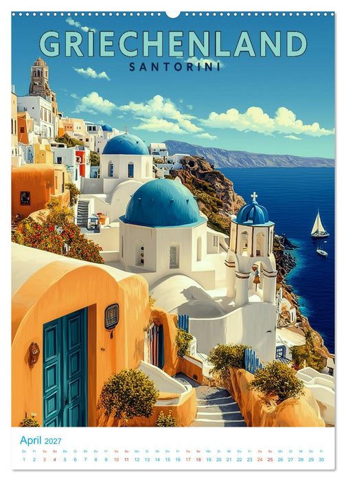 Griechenland - Old School Poster Style (CALVENDO Wandkalender 2027)