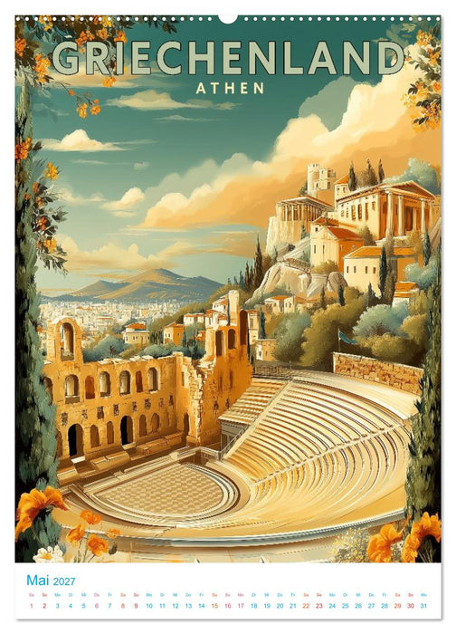 Griechenland - Old School Poster Style (CALVENDO Wandkalender 2027)