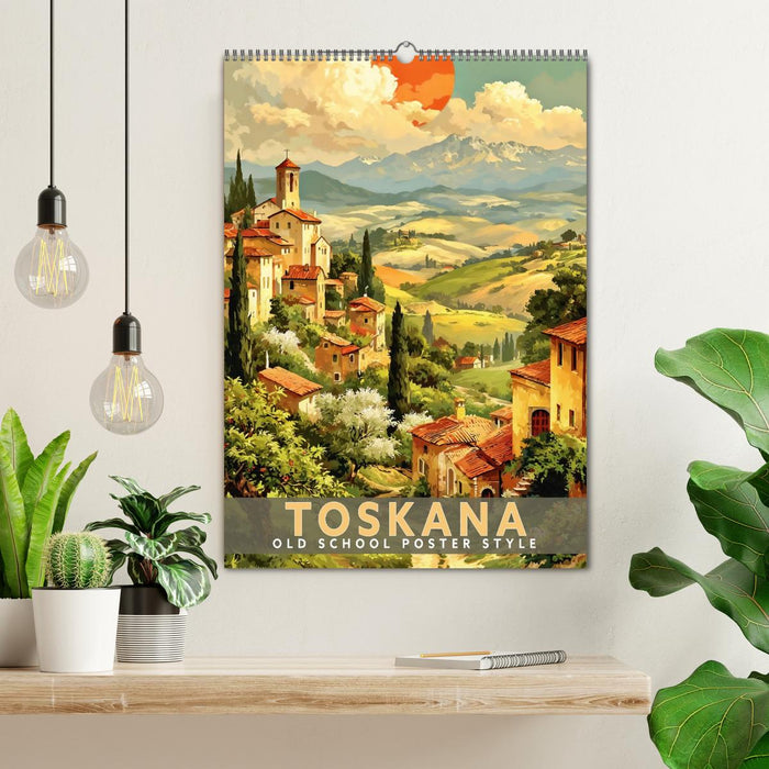 Toskana - Old School Poster Style (CALVENDO Wandkalender 2027)