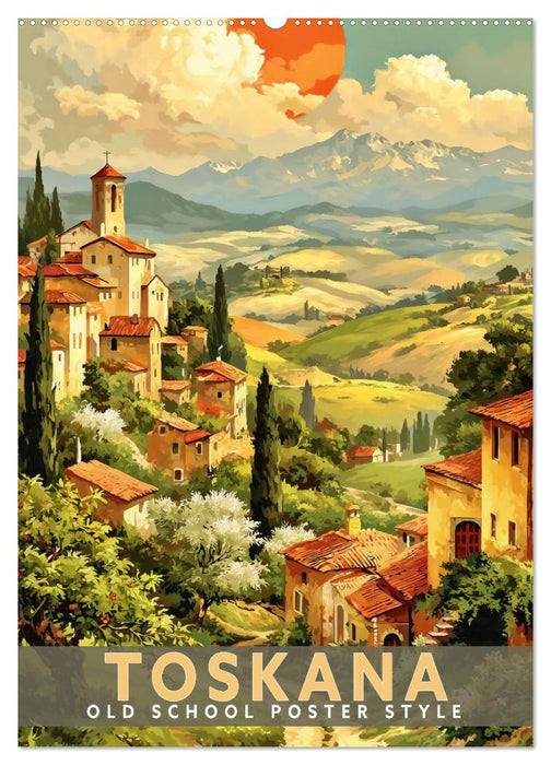 Toskana - Old School Poster Style (CALVENDO Wandkalender 2027)