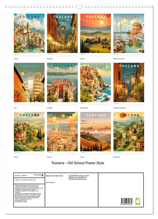 Toskana - Old School Poster Style (CALVENDO Wandkalender 2027)