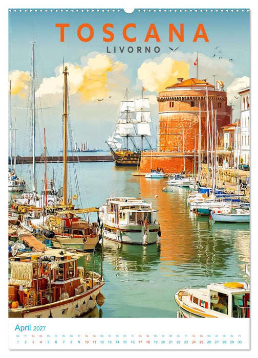Toskana - Old School Poster Style (CALVENDO Wandkalender 2027)