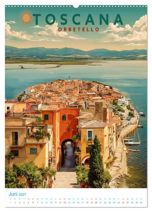 Toskana - Old School Poster Style (CALVENDO Wandkalender 2027)