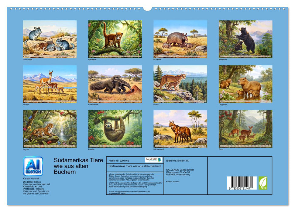 Südamerikas Tiere wie aus alten Büchern (CALVENDO Premium Wandkalender 2027)