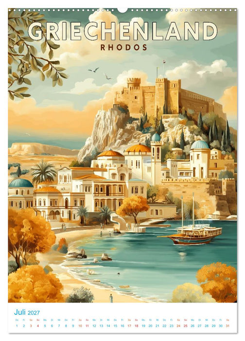Griechenland - Old School Poster Style (CALVENDO Premium Wandkalender 2027)