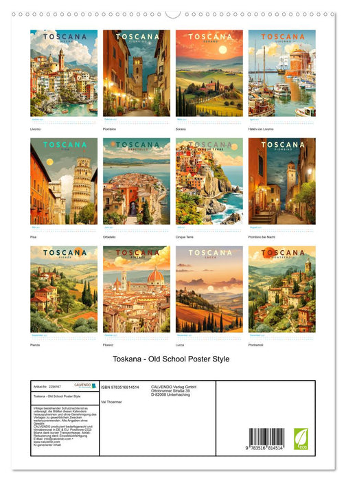 Toskana - Old School Poster Style (CALVENDO Premium Wandkalender 2027)