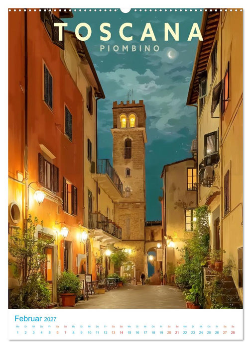 Toskana - Old School Poster Style (CALVENDO Premium Wandkalender 2027)