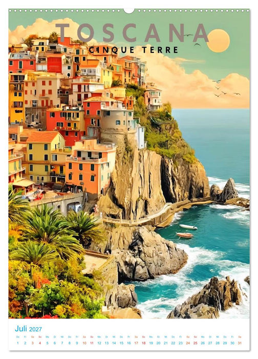 Toskana - Old School Poster Style (CALVENDO Premium Wandkalender 2027)