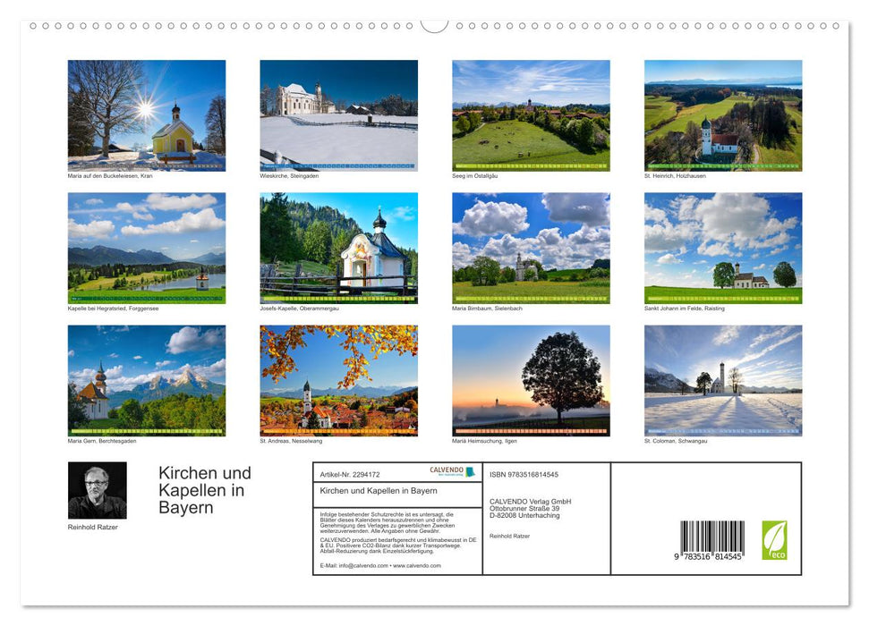 Kirchen und Kapellen in Bayern (CALVENDO Premium Wandkalender 2027)