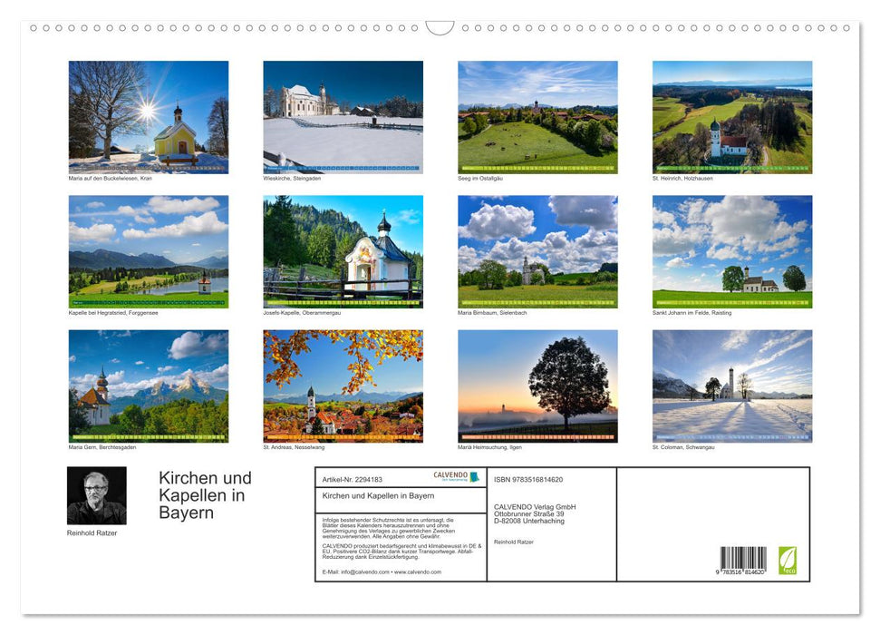 Kirchen und Kapellen in Bayern (CALVENDO Wandkalender 2027)