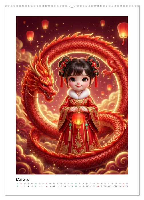 Rote Seide und Drachenmagie (CALVENDO Wandkalender 2027)