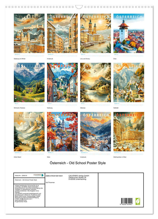 Österreich - Old School Poster Style (CALVENDO Wandkalender 2027)