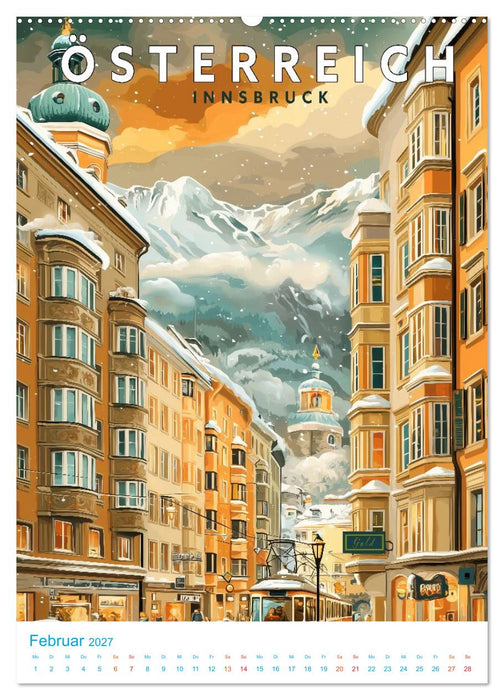 Österreich - Old School Poster Style (CALVENDO Wandkalender 2027)