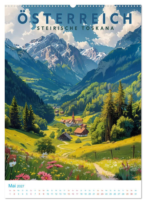 Österreich - Old School Poster Style (CALVENDO Wandkalender 2027)