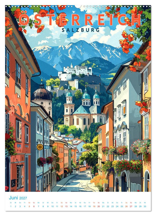 Österreich - Old School Poster Style (CALVENDO Wandkalender 2027)