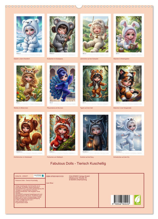 Fabulous Dolls - Tierisch Kuschellig (CALVENDO Premium Wandkalender 2027)