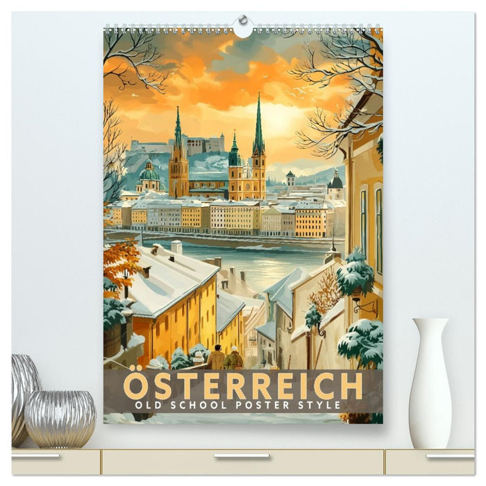Österreich - Old School Poster Style (CALVENDO Premium Wandkalender 2027)