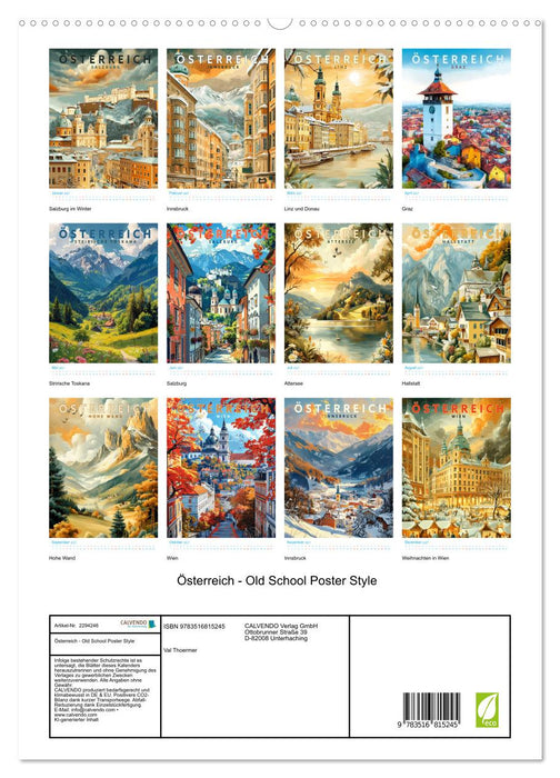 Österreich - Old School Poster Style (CALVENDO Premium Wandkalender 2027)