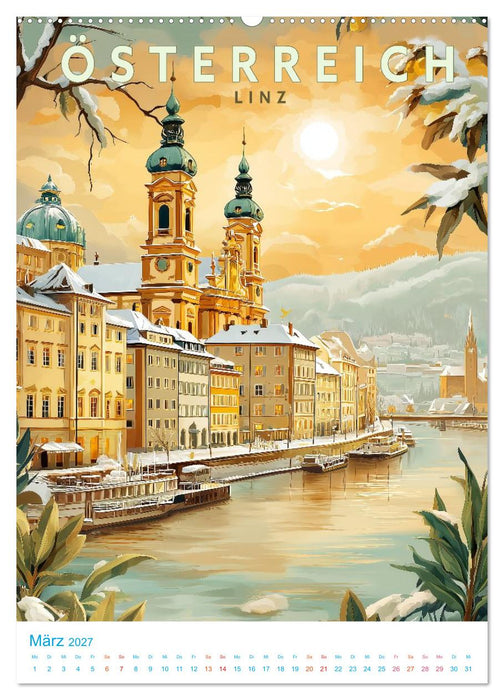 Österreich - Old School Poster Style (CALVENDO Premium Wandkalender 2027)