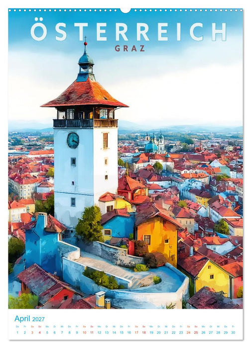 Österreich - Old School Poster Style (CALVENDO Premium Wandkalender 2027)