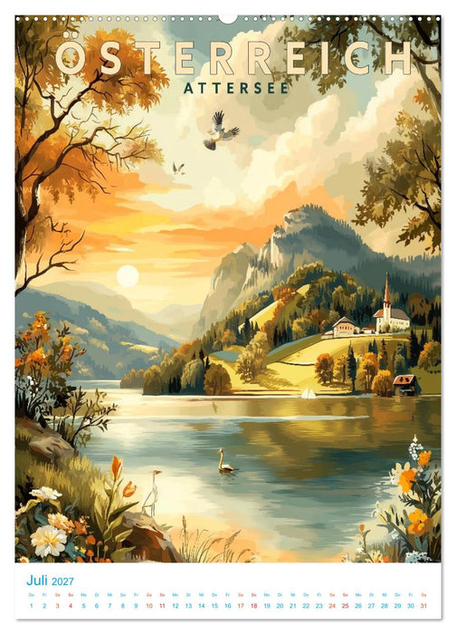 Österreich - Old School Poster Style (CALVENDO Premium Wandkalender 2027)