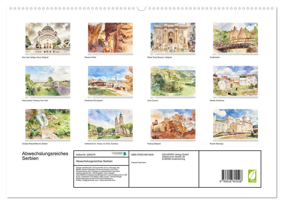 Abwechslungsreiches Serbien (CALVENDO Premium Wandkalender 2027)