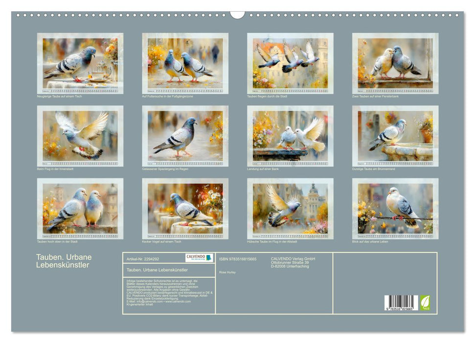 Tauben. Urbane Lebenskünstler (CALVENDO Wandkalender 2027)