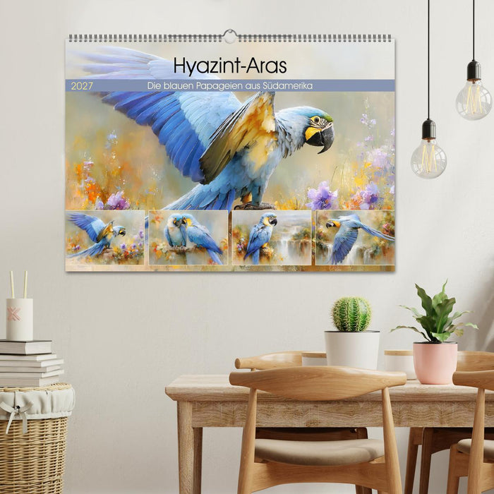Hyazint-Aras. Die blauen Papageien aus Südamerika (CALVENDO Wandkalender 2027)