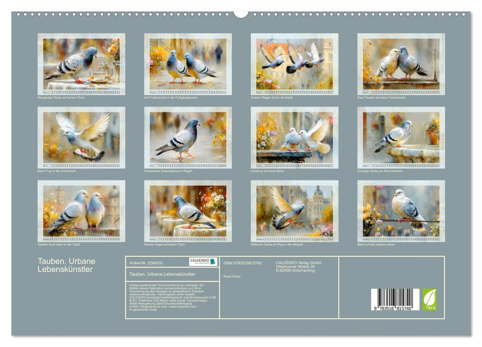 Tauben. Urbane Lebenskünstler (CALVENDO Premium Wandkalender 2027)