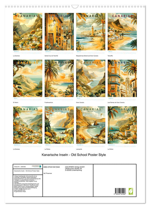 Kanarische Inseln - Old School Poster Style (CALVENDO Wandkalender 2027)