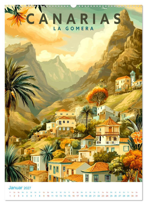 Kanarische Inseln - Old School Poster Style (CALVENDO Wandkalender 2027)