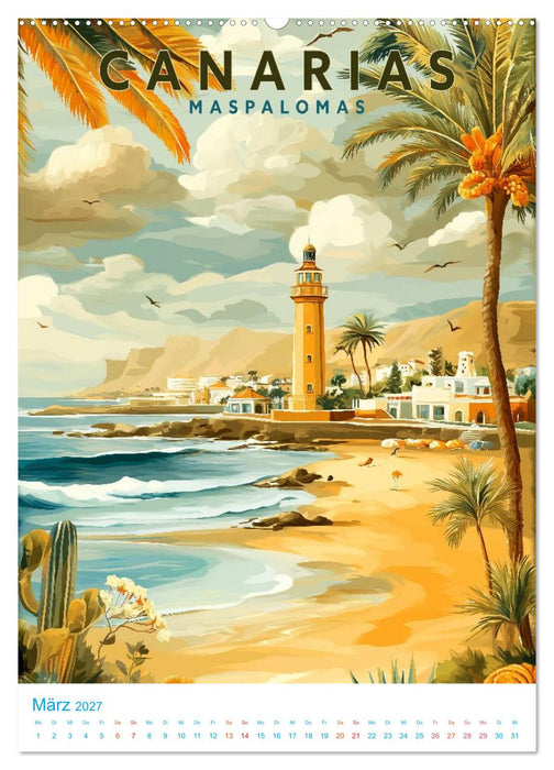 Kanarische Inseln - Old School Poster Style (CALVENDO Wandkalender 2027)