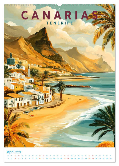 Kanarische Inseln - Old School Poster Style (CALVENDO Wandkalender 2027)