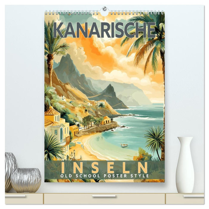 Kanarische Inseln - Old School Poster Style (CALVENDO Premium Wandkalender 2027)
