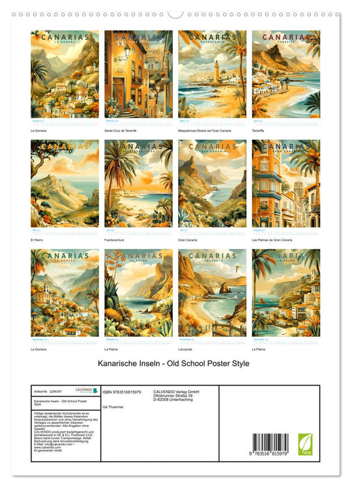 Kanarische Inseln - Old School Poster Style (CALVENDO Premium Wandkalender 2027)