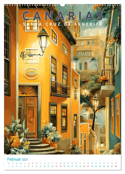Kanarische Inseln - Old School Poster Style (CALVENDO Premium Wandkalender 2027)
